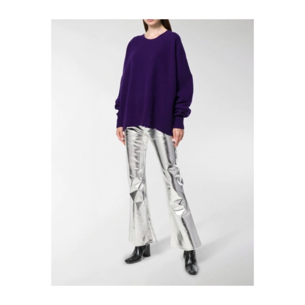MM6 Maison Margiela Silver Painted Flare Jeans